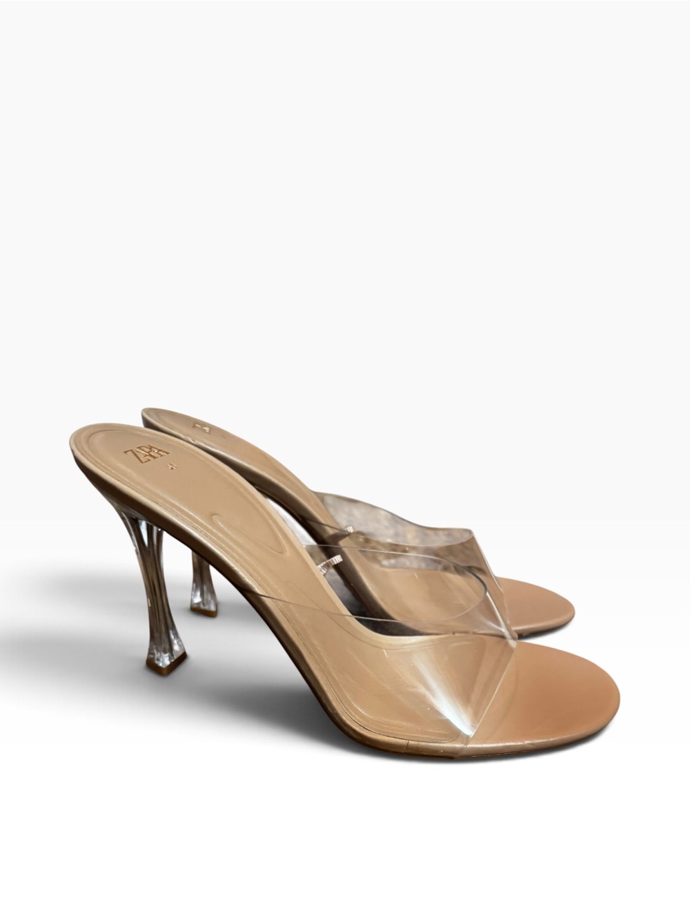 ZARA Vinyl Mule Slide Sandals with Clear Straps and Heels Size 41 NWOT